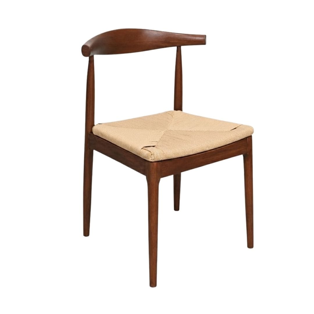Chivari Walnut Wood Horn Chair with Natural Rope Seat CHWWL-SHRNT-KT