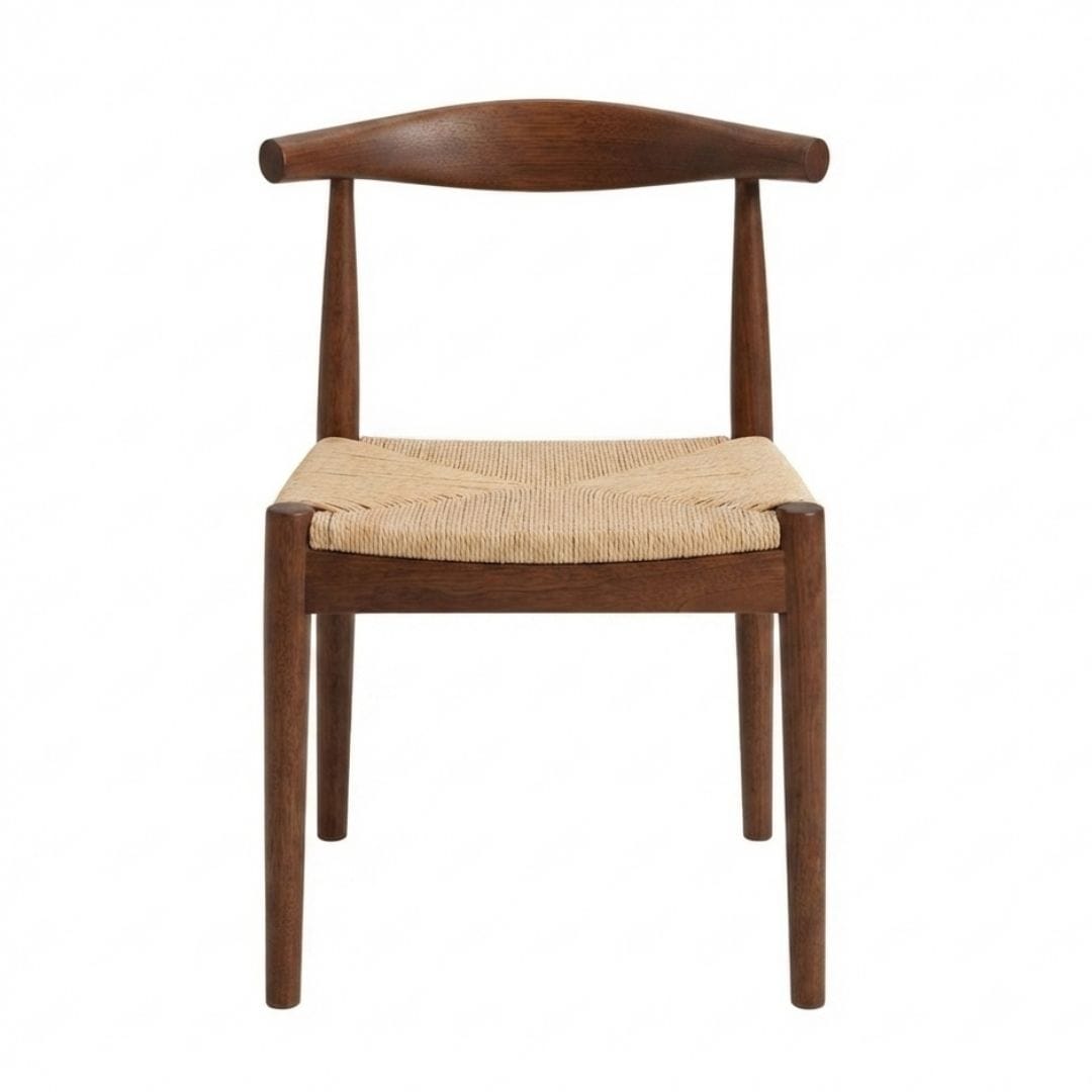 Chivari Walnut Wood Horn Chair with Natural Rope Seat CHWWL-SHRNT-KT
