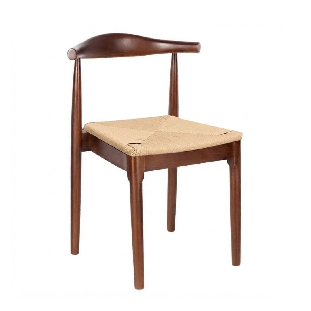 Chivari Walnut Wood Horn Chair with Natural Rope Seat CHWWL-SHRNT-KT