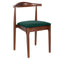 Chivari Walnut Finish Wood Horn Chair with Hunter Green Vinyl Cushion CHWWL-SHVHG-KT