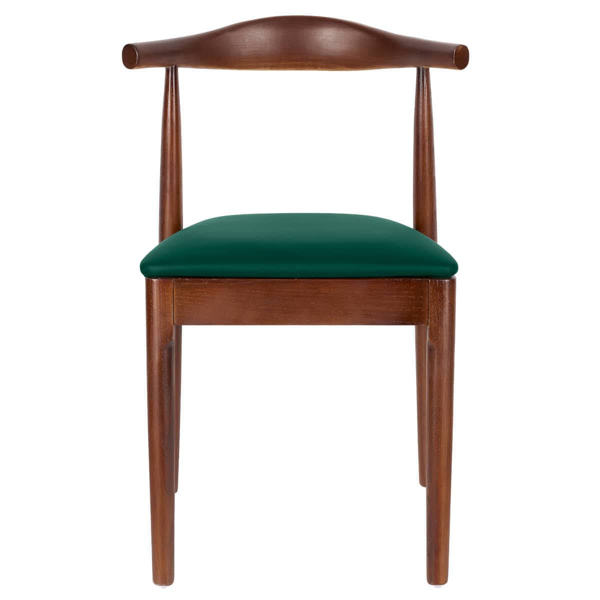 Chivari Walnut Finish Wood Horn Chair with Hunter Green Vinyl Cushion CHWWL-SHVHG-KT