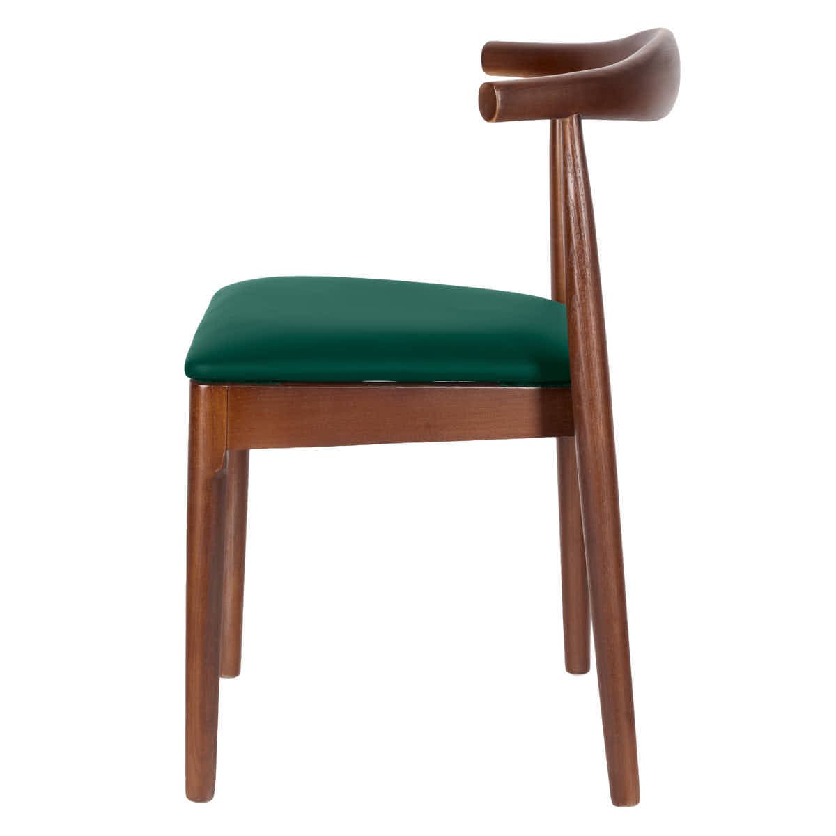 Chivari Walnut Finish Wood Horn Chair with Hunter Green Vinyl Cushion CHWWL-SHVHG-KT