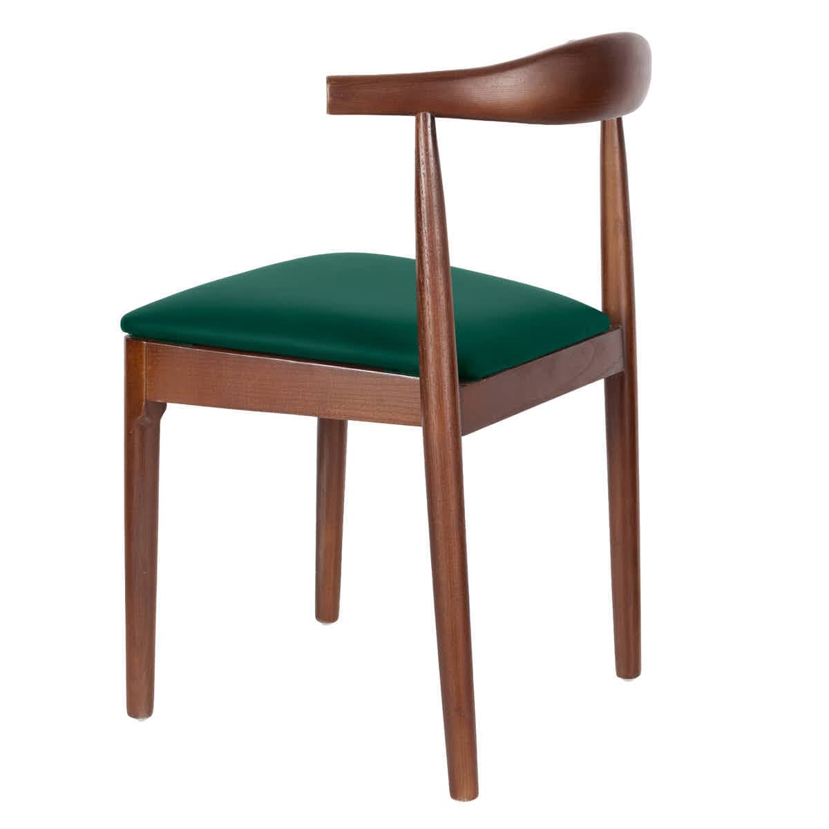 Chivari Walnut Finish Wood Horn Chair with Hunter Green Vinyl Cushion CHWWL-SHVHG-KT