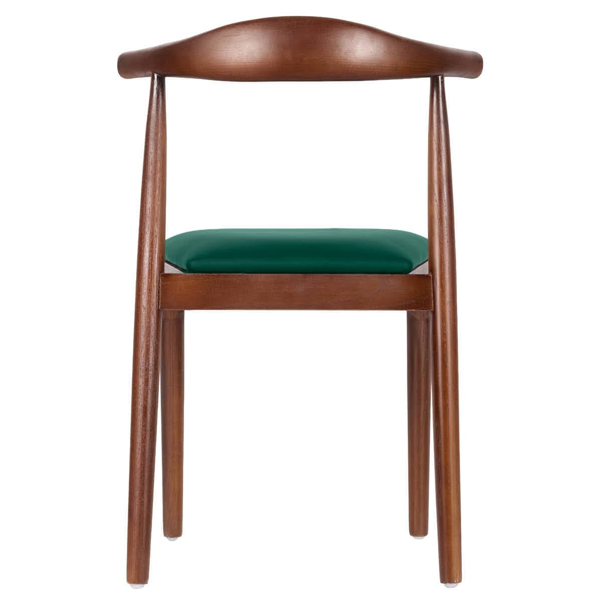 Chivari Walnut Finish Wood Horn Chair with Hunter Green Vinyl Cushion CHWWL-SHVHG-KT