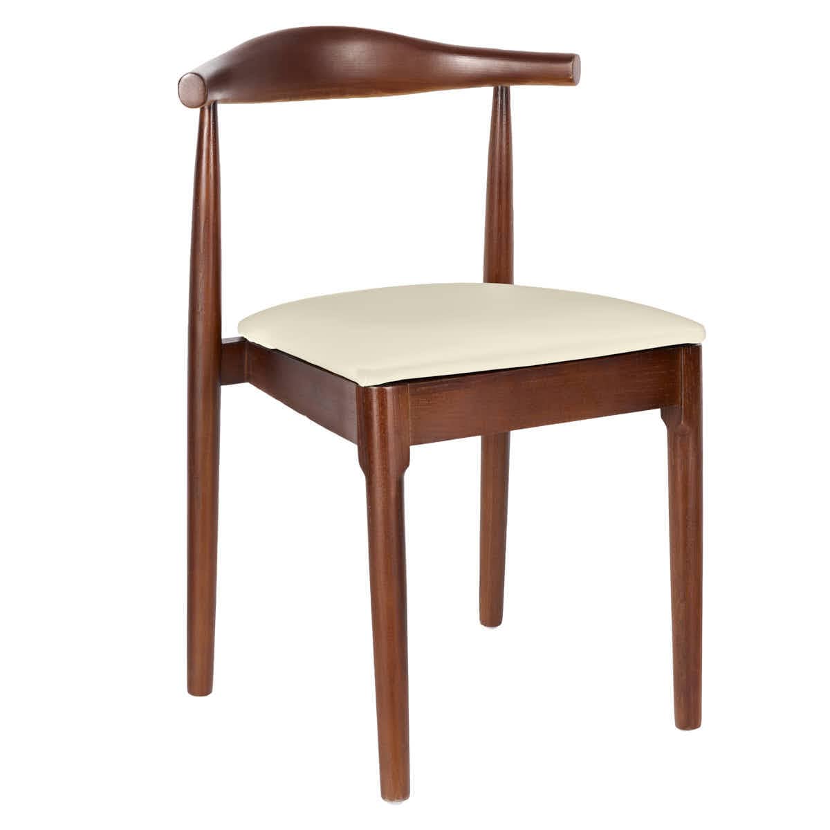 Chivari Walnut Finish Wood Horn Chair with Ivory Vinyl Cushion CHWWL-SHVIV-KT