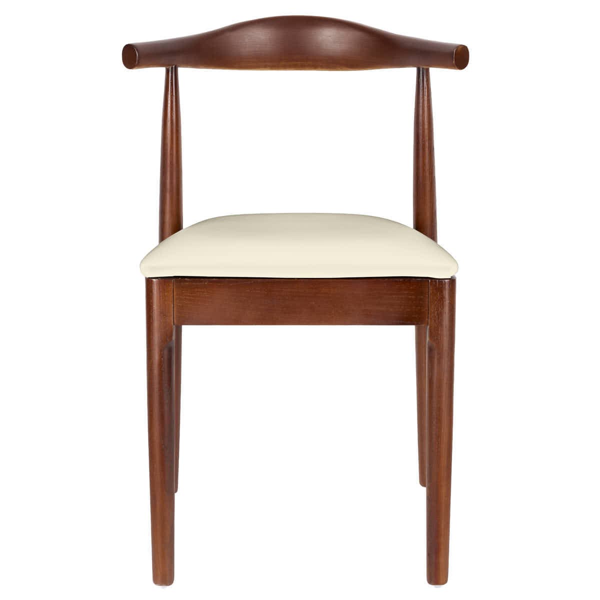 Chivari Walnut Finish Wood Horn Chair with Ivory Vinyl Cushion CHWWL-SHVIV-KT