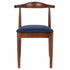 Chivari Walnut Finish Wood Horn Chair with Navy Blue Vinyl Cushion CHWWL-SHVNB-KT