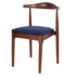 Chivari Walnut Finish Wood Horn Chair with Navy Blue Vinyl Cushion CHWWL-SHVNB-KT