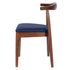 Chivari Walnut Finish Wood Horn Chair with Navy Blue Vinyl Cushion CHWWL-SHVNB-KT