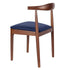 Chivari Walnut Finish Wood Horn Chair with Navy Blue Vinyl Cushion CHWWL-SHVNB-KT