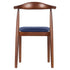 Chivari Walnut Finish Wood Horn Chair with Navy Blue Vinyl Cushion CHWWL-SHVNB-KT