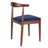 Chivari Walnut Finish Wood Horn Chair with Navy Blue Vinyl Cushion CHWWL-SHVNB-KT