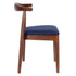 Chivari Walnut Finish Wood Horn Chair with Navy Blue Vinyl Cushion CHWWL-SHVNB-KT