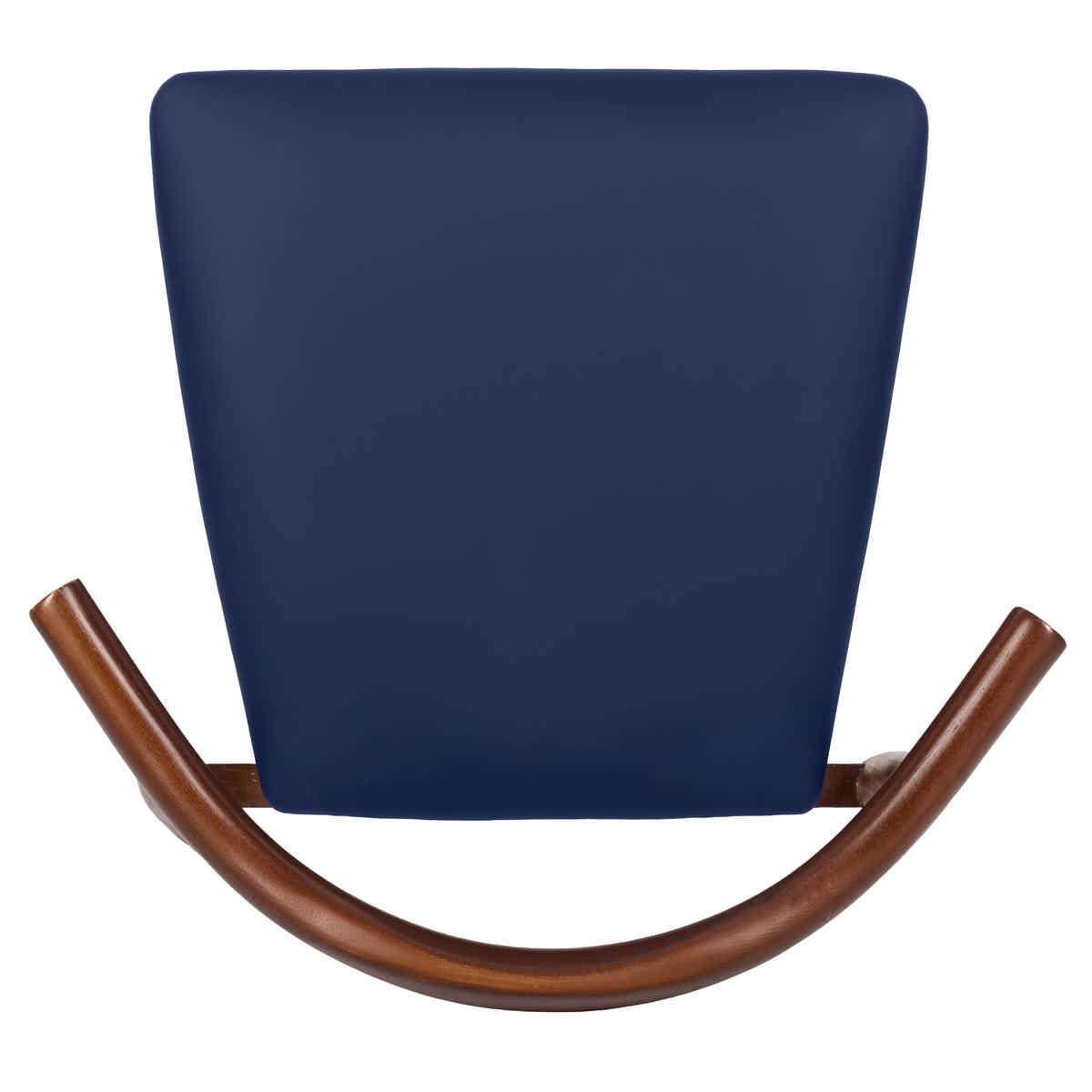 Chivari Walnut Finish Wood Horn Chair with Navy Blue Vinyl Cushion CHWWL-SHVNB-KT