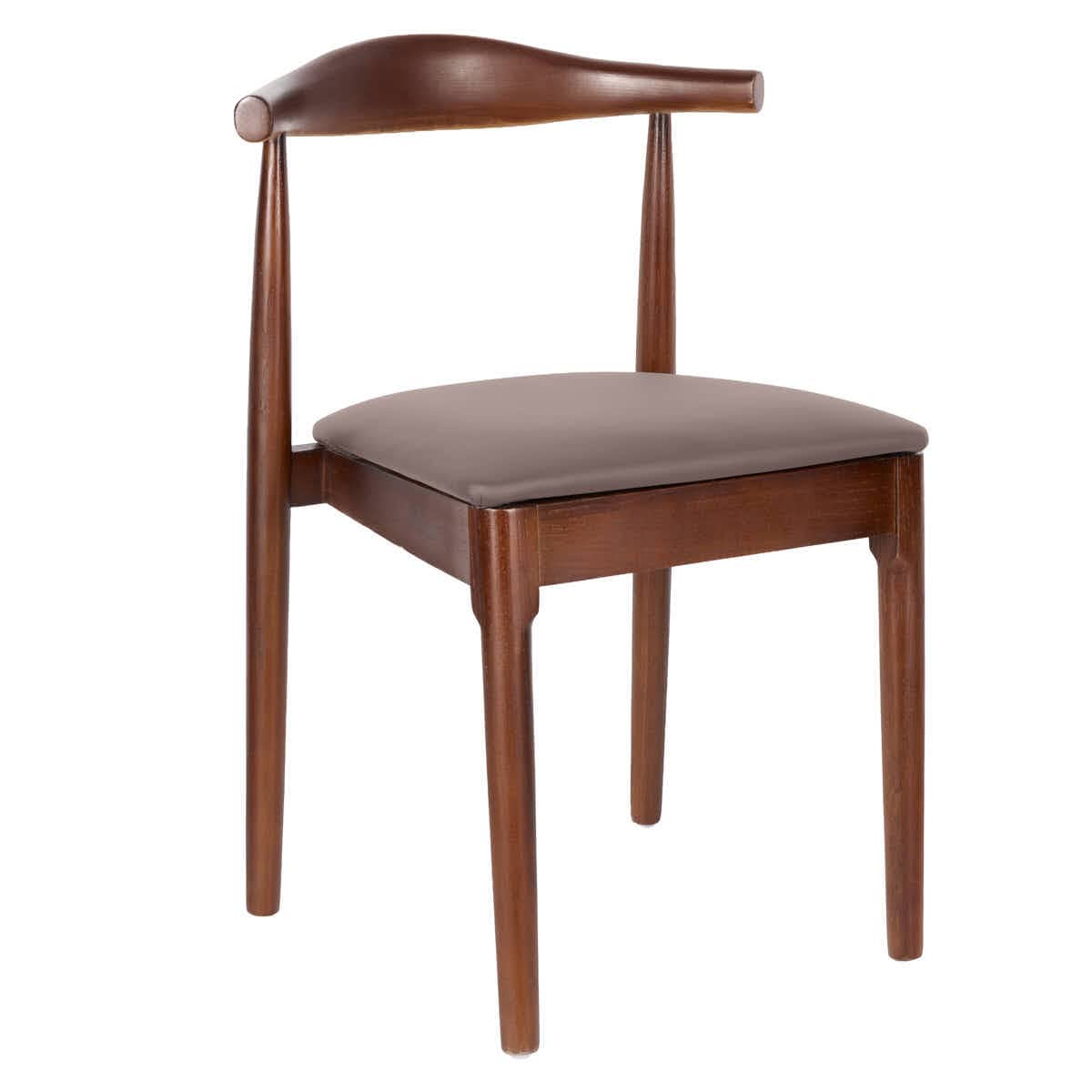 Chivari Walnut Finish Wood Horn Chair with Taupe Vinyl Cushion CHWWL-SHVTP-KT