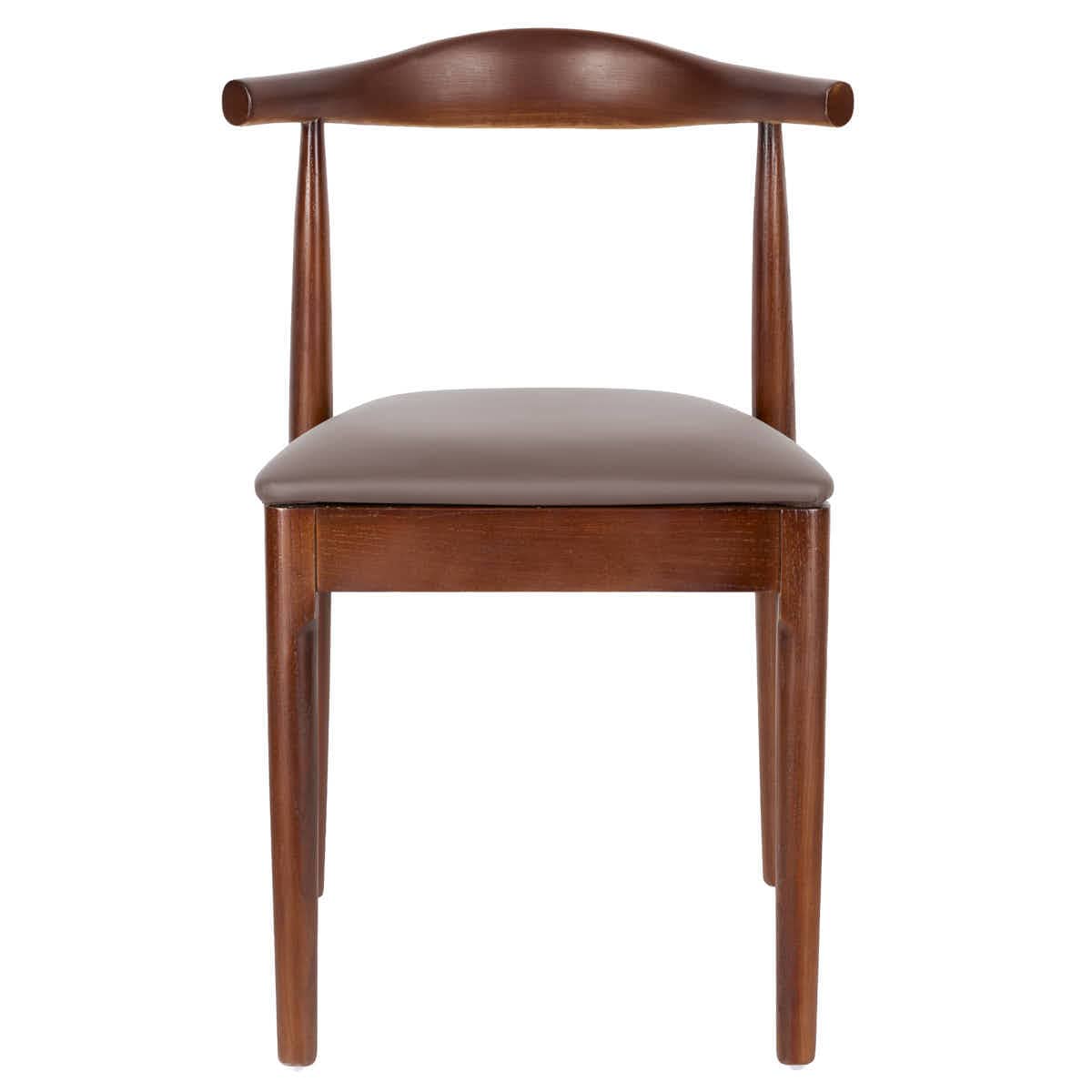Chivari Walnut Finish Wood Horn Chair with Taupe Vinyl Cushion CHWWL-SHVTP-KT
