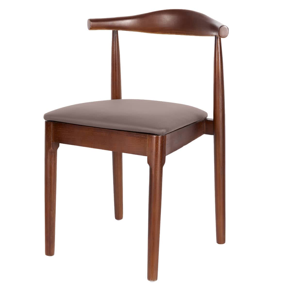 Chivari Walnut Finish Wood Horn Chair with Taupe Vinyl Cushion CHWWL-SHVTP-KT