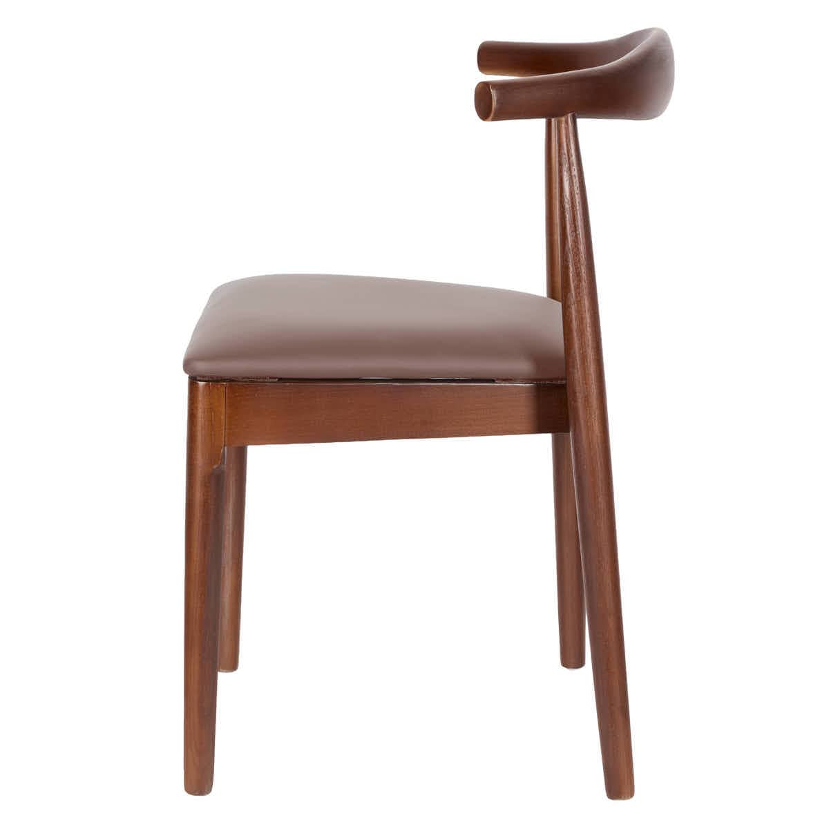 Chivari Walnut Finish Wood Horn Chair with Taupe Vinyl Cushion CHWWL-SHVTP-KT