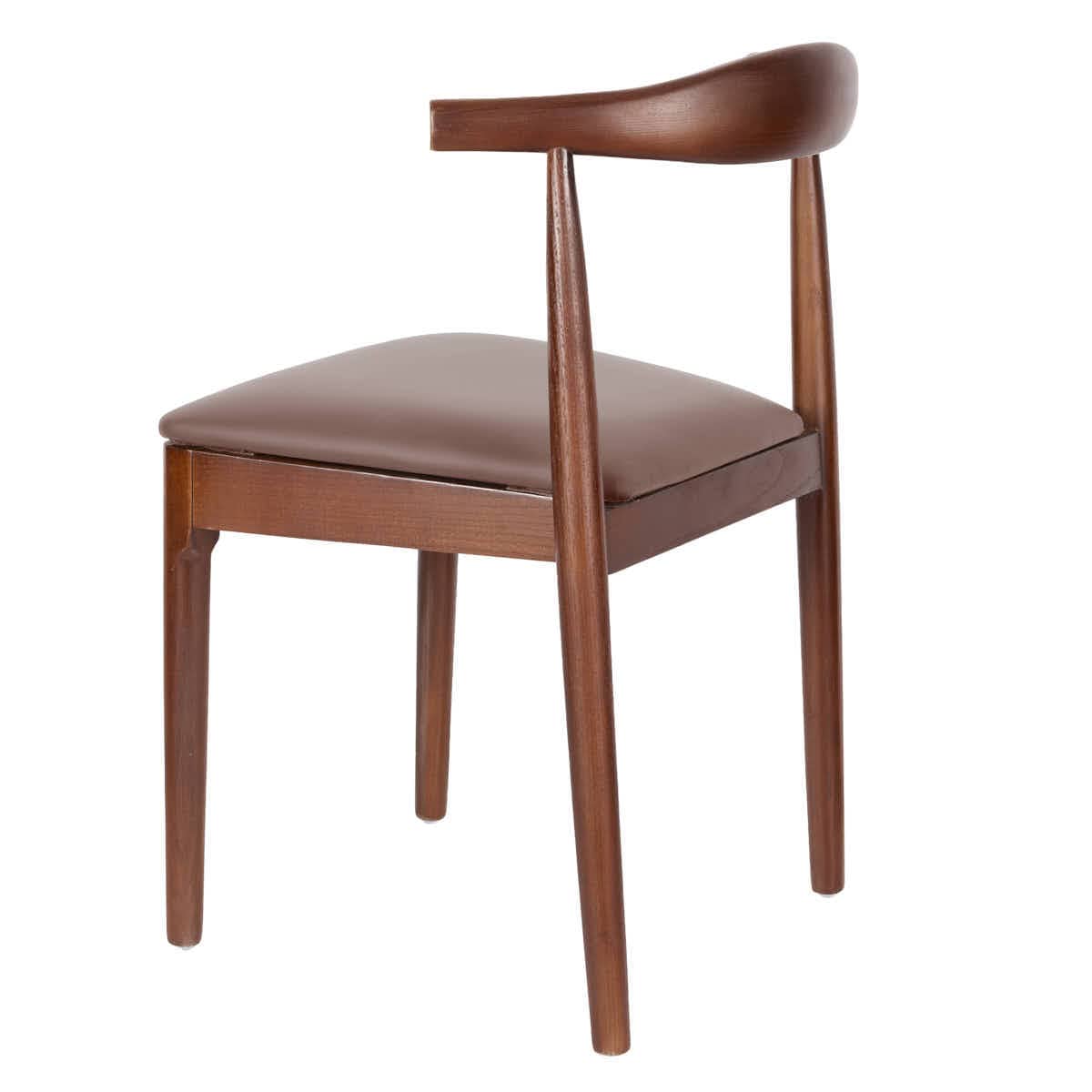 Chivari Walnut Finish Wood Horn Chair with Taupe Vinyl Cushion CHWWL-SHVTP-KT