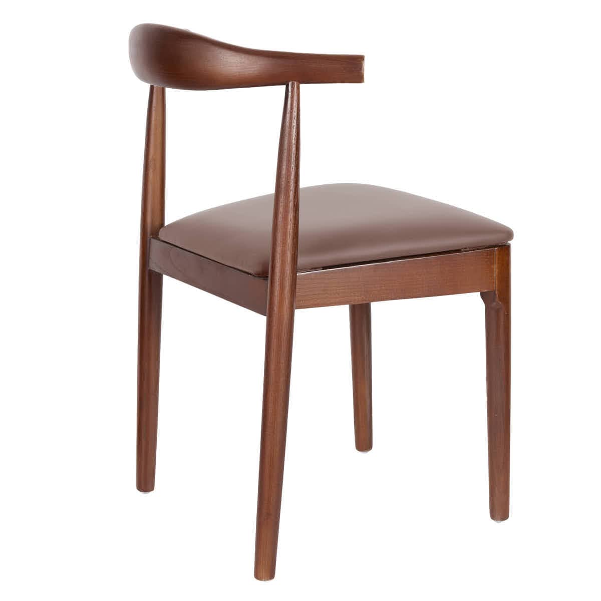 Chivari Walnut Finish Wood Horn Chair with Taupe Vinyl Cushion CHWWL-SHVTP-KT