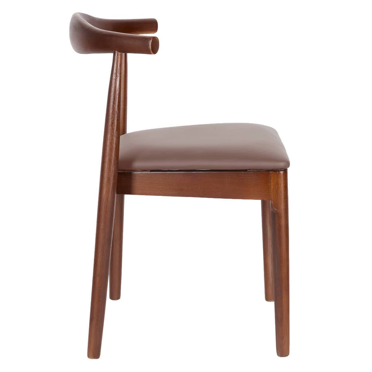 Chivari Walnut Finish Wood Horn Chair with Taupe Vinyl Cushion CHWWL-SHVTP-KT