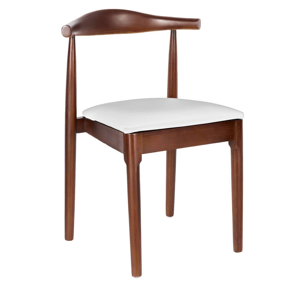 Chivari Walnut Finish Wood Horn Chair with White Vinyl Cushion CHWWL-SHVWH-KT