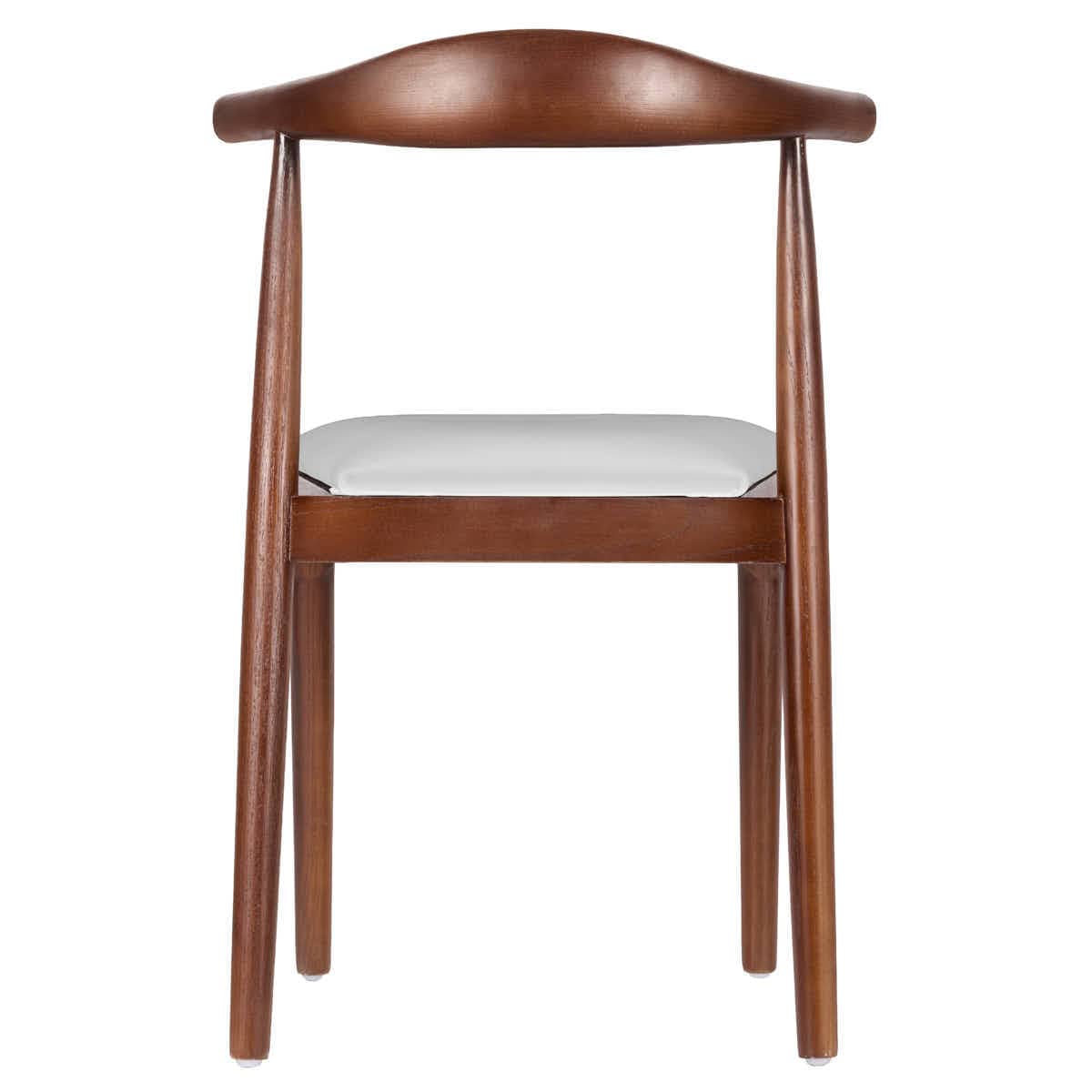 Chivari Walnut Finish Wood Horn Chair with White Vinyl Cushion CHWWL-SHVWH-KT