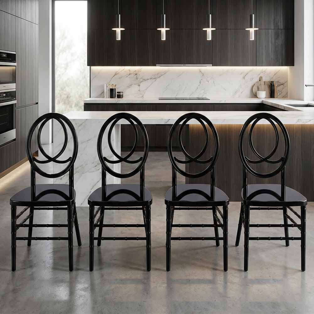 Chivari Black ToughResin™ Infinity Chair - 4 Pack - Some Assembly Required CIRB-U-ZG-T-4