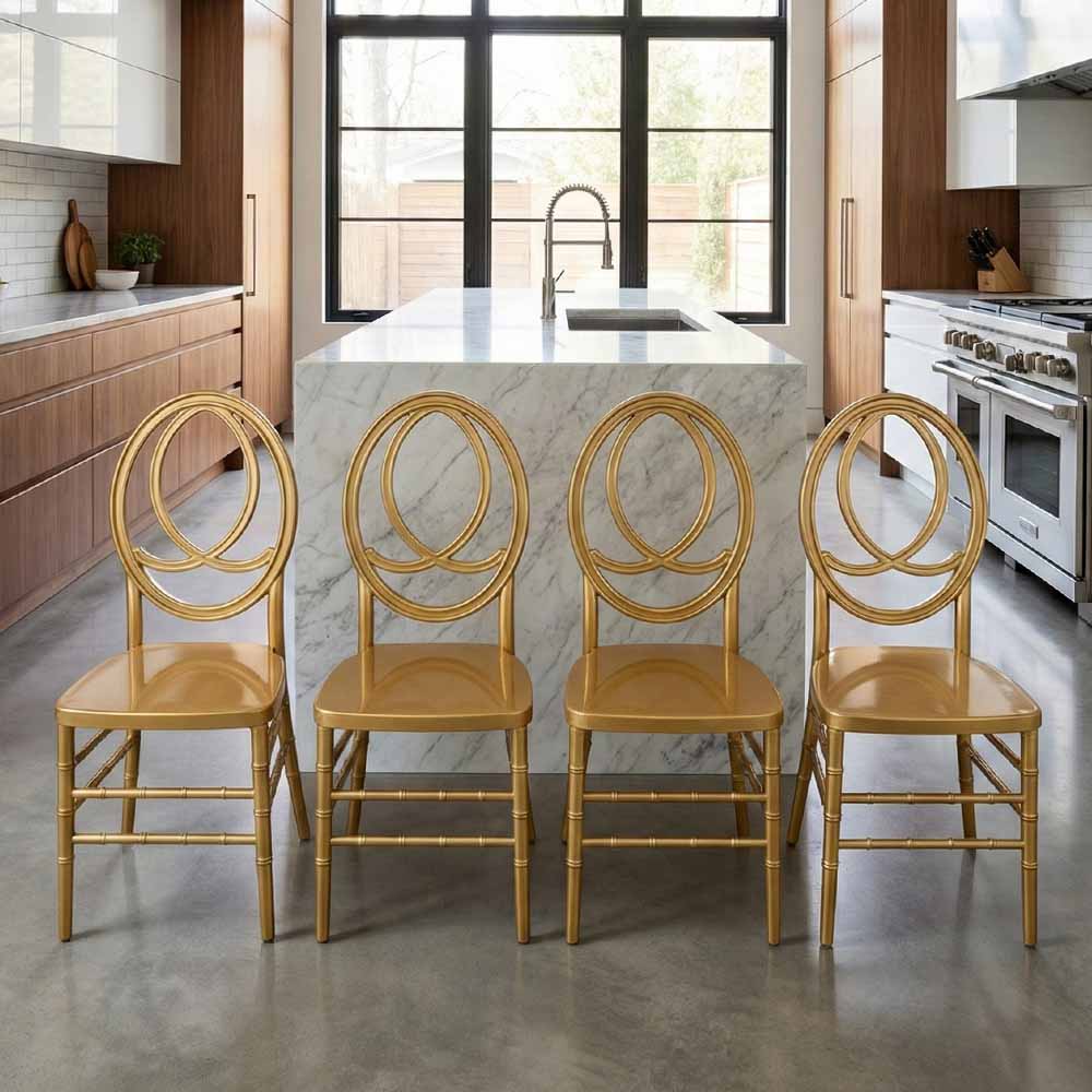 Chivari Gold ToughResin™ Infinity Chair - 4 Pack - Some Assembly Required CIRG-U-ZG-T-4