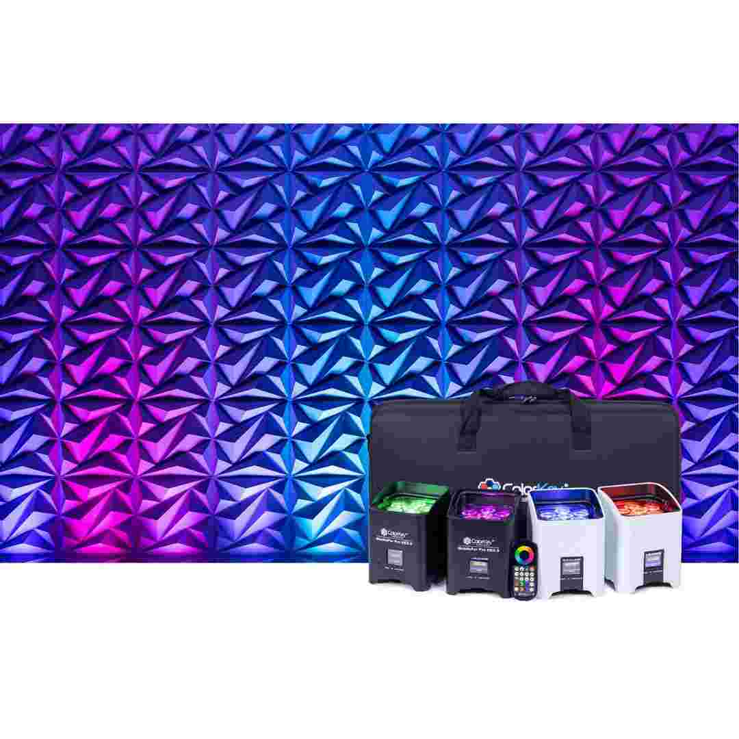 ColorKey ColorKey MobilePar Pro Hex 6 Wireless Battery Powered Uplight 4 Pack with Hardshell Case CKU-6234