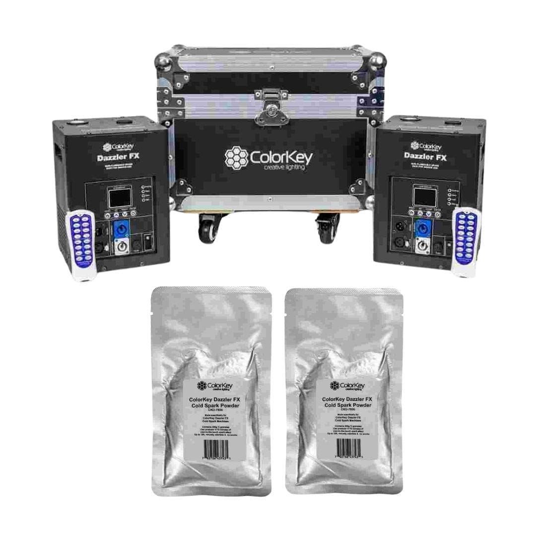 ColorKey ColorKey Dazzler FX MKII 2 Pack with Black Road Case and Two Cold Spark Powders CKU-7712-PDR-KT
