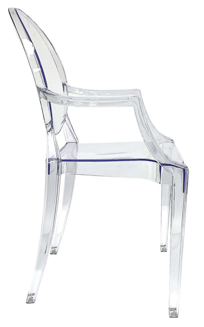 Chivari Clear Resin Oval Back Louis Ghost Chair with Arms CGRLC-ZG-T