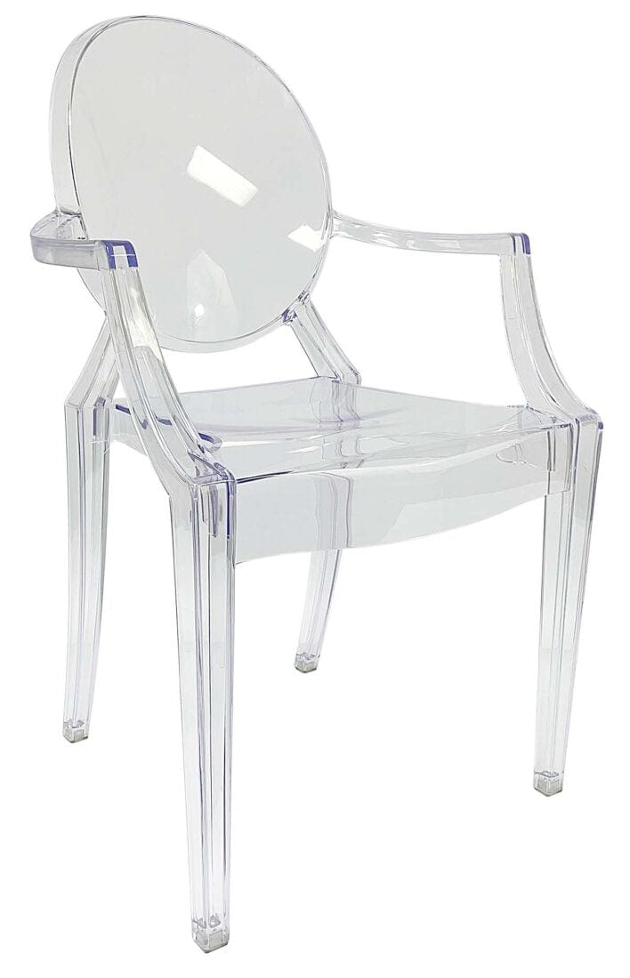 Chivari Clear Resin Oval Back Louis Ghost Chair with Arms CGRLC-ZG-T