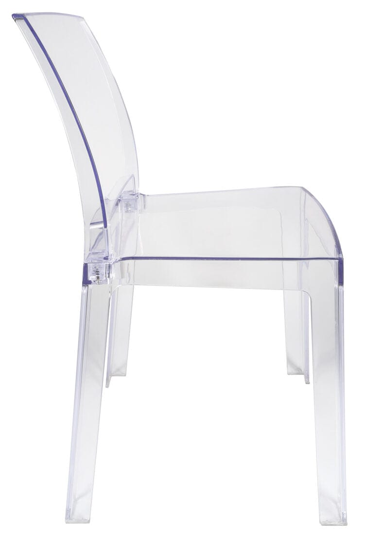 Chivari Clear Resin Square Back Ghost Chair CGRSQ-ZG-T