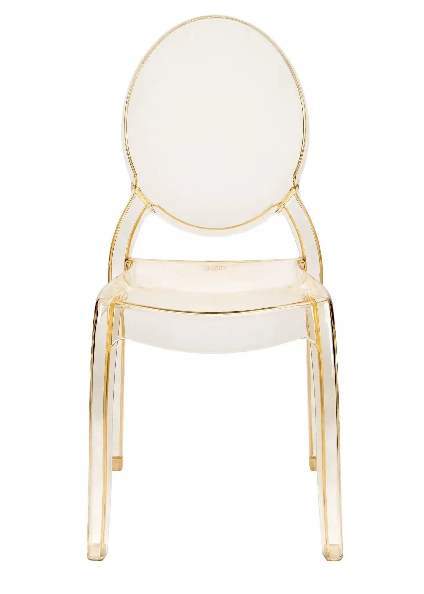 Chivari Gold Clear Resin Oval Back Sophia Ghost Chair CGSRG-ZG-T