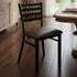 Chivari Ladder Back Restaurant Chair with Black Metal Frame and Dark Gray Vinyl Seat CLMBVDG-ZF-KT