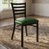 Chivari Ladder Back Restaurant Chair with Black Metal Frame and Green Vinyl Seat CLMBVGR-ZF-KT