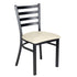Black Ladder Back Restaurant Chair with Ivory Vinyl Seat