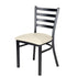 Black Ladder Back Restaurant Chair with Ivory Vinyl Seat