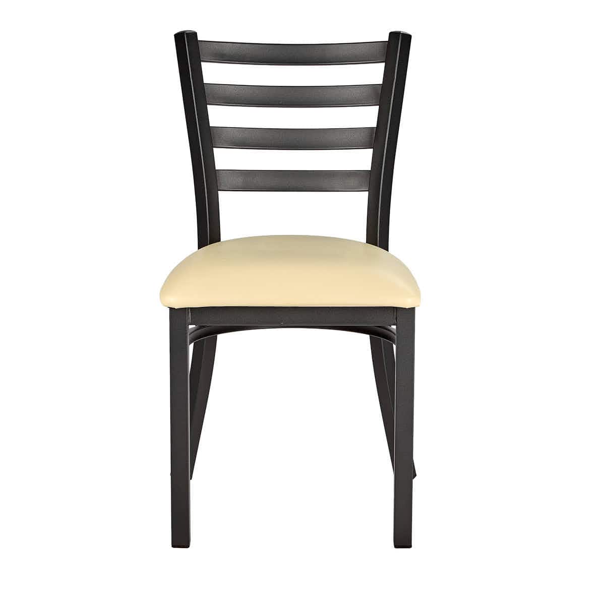 Chivari Black Ladder Back Restaurant Chair with Ivory Vinyl Seat CLMBVIV-ZF-KT