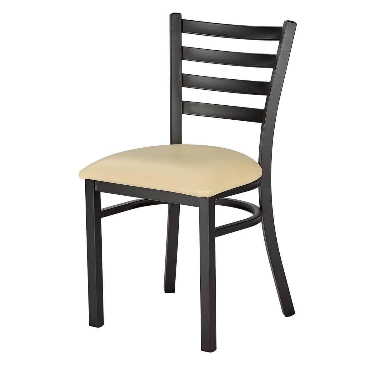 Chivari Black Ladder Back Restaurant Chair with Ivory Vinyl Seat CLMBVIV-ZF-KT