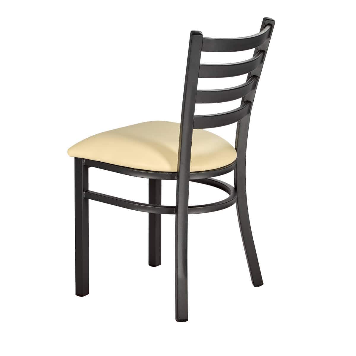Chivari Black Ladder Back Restaurant Chair with Ivory Vinyl Seat CLMBVIV-ZF-KT