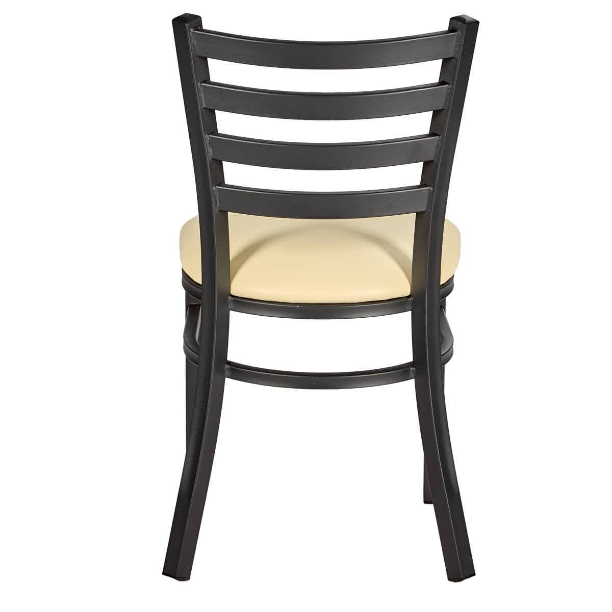 Chivari Black Ladder Back Restaurant Chair with Ivory Vinyl Seat CLMBVIV-ZF-KT