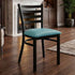 Chivari Ladder Back Restaurant Chair with Black Metal Frame and Light Blue Vinyl Seat CLMBVLBL-ZF-KT