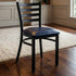 Chivari Ladder Back Restaurant Chair with Black Metal Frame and Navy Blue Vinyl Seat CLMBVNB-ZF-KT