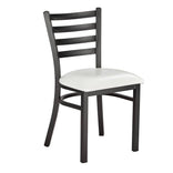 Black Ladder Back Restaurant Chair with White Vinyl Seat