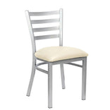 Silver Ladder Back Restaurant Chair with Ivory Vinyl Seat
