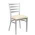 Silver Ladder Back Restaurant Chair with Ivory Vinyl Seat