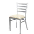 Silver Ladder Back Restaurant Chair with Ivory Vinyl Seat