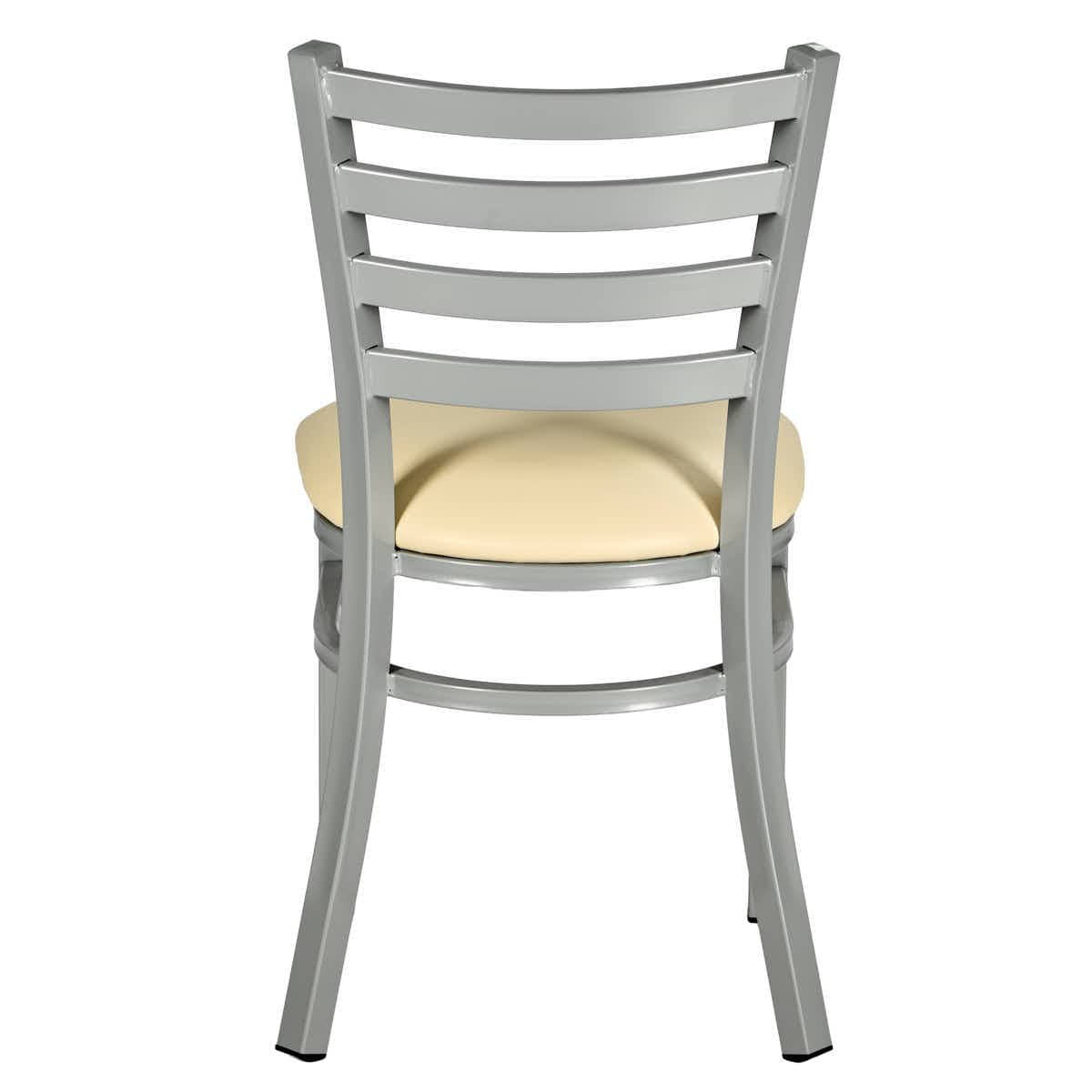 Chivari Silver Ladder Back Restaurant Chair with Ivory Vinyl Seat CLMSVIV-ZF-KT